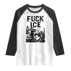 F Ice Riot Protest Graphic Raglan Shirt Political Resistance Against Ice Violence TS02 White Black Print Your Wear