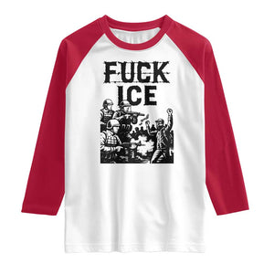 F Ice Riot Protest Graphic Raglan Shirt Political Resistance Against Ice Violence TS02 White Red Print Your Wear