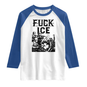 F Ice Riot Protest Graphic Raglan Shirt Political Resistance Against Ice Violence TS02 White Royal Print Your Wear