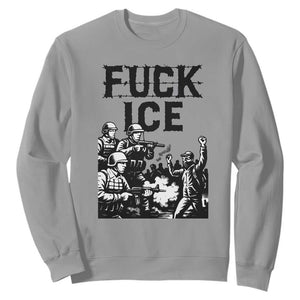 F Ice Riot Protest Graphic Sweatshirt Political Resistance Against Ice Violence TS02 Sport Gray Print Your Wear