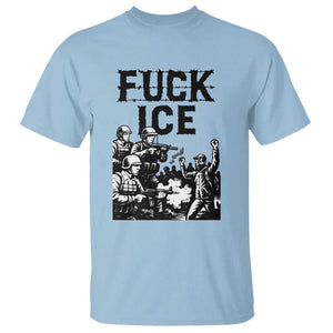 F Ice Riot Protest Graphic T Shirt Political Resistance Against Ice Violence TS02 Light Blue Print Your Wear