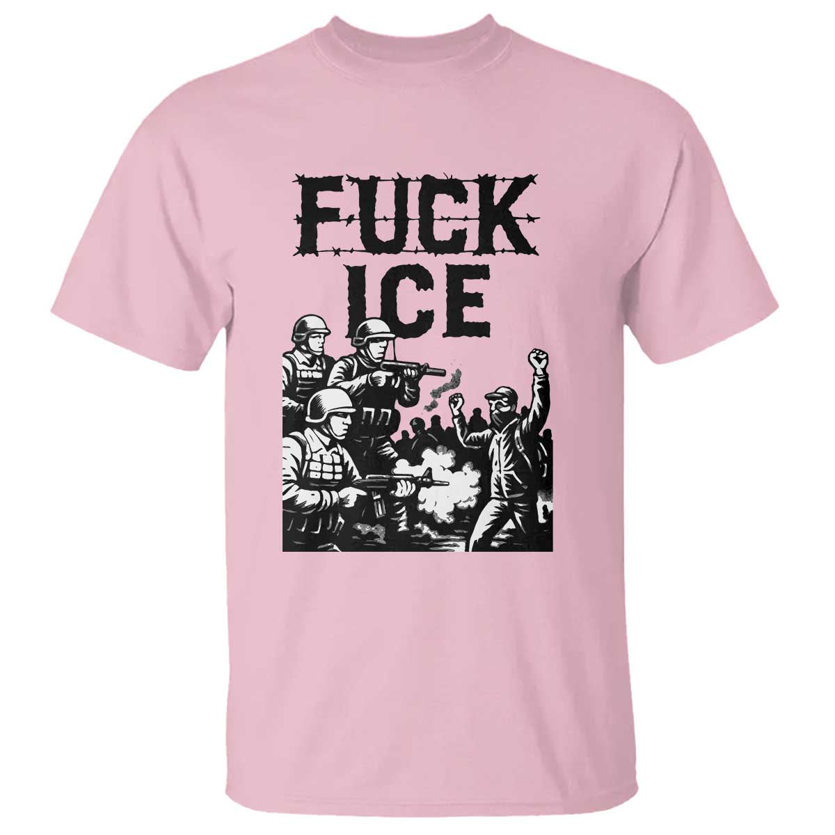 F Ice Riot Protest Graphic T Shirt Political Resistance Against Ice Violence TS02 Light Pink Print Your Wear