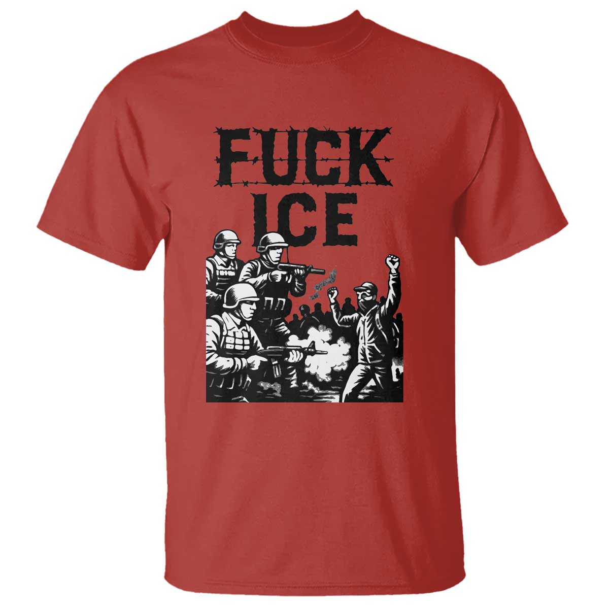F Ice Riot Protest Graphic T Shirt Political Resistance Against Ice Violence TS02 Red Print Your Wear