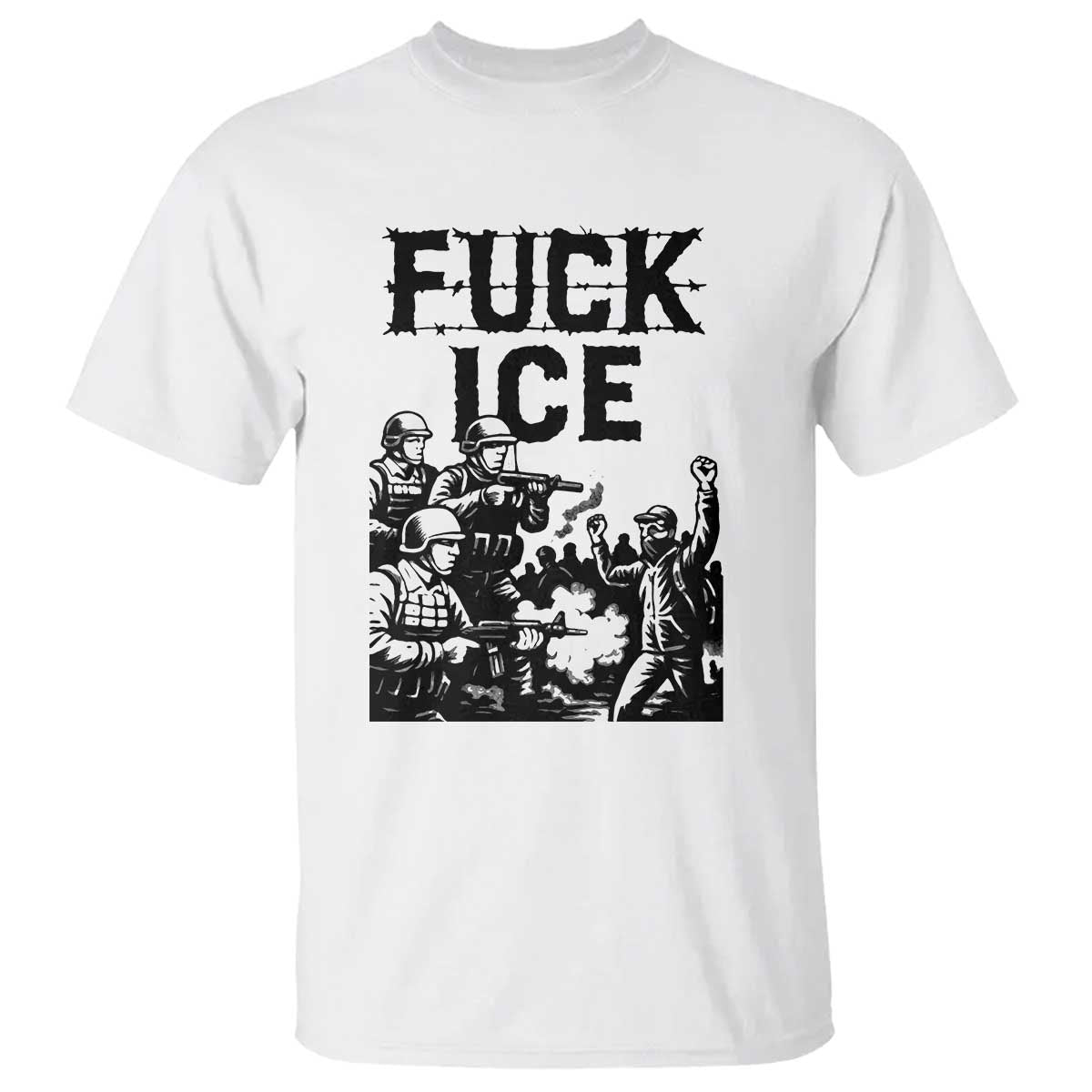 F Ice Riot Protest Graphic T Shirt Political Resistance Against Ice Violence TS02 White Print Your Wear