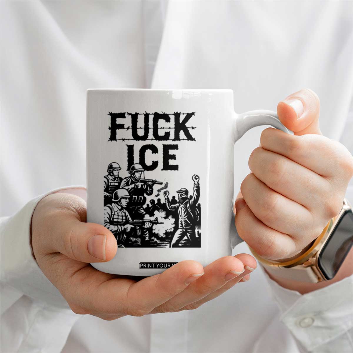 F Ice Riot Protest Graphic Coffee Mug Political Resistance Against Ice Violence TS02 Print Your Wear