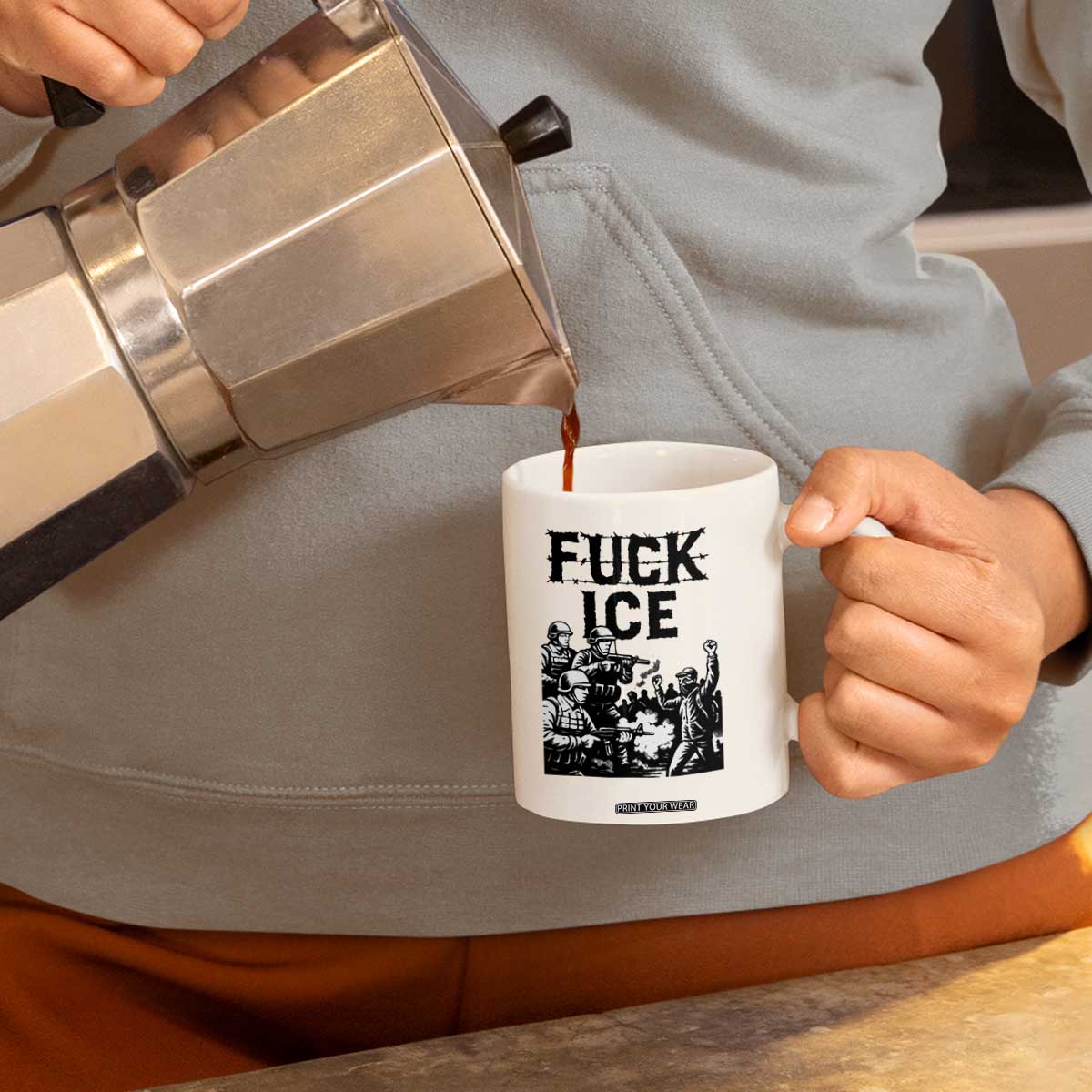 F Ice Riot Protest Graphic Coffee Mug Political Resistance Against Ice Violence TS02 Print Your Wear