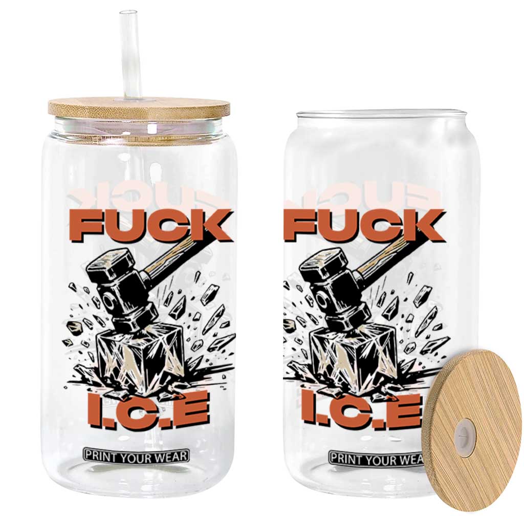 Crush Ice Protest Graphic Glass Can Sledgehammer Smash Against Ice Political Resistance TS02 Print Your Wear
