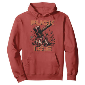 Crush Ice Protest Graphic Hoodie Sledgehammer Smash Against Ice Political Resistance TS02 Red Print Your Wear