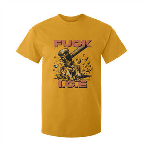 Crush Ice Protest Graphic T Shirt For Kid Sledgehammer Smash Against Ice Political Resistance TS02 Gold Print Your Wear