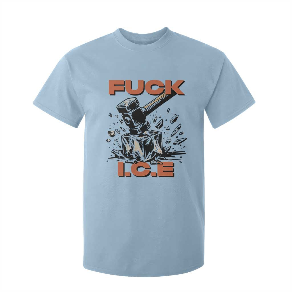 Crush Ice Protest Graphic T Shirt For Kid Sledgehammer Smash Against Ice Political Resistance TS02 Light Blue Print Your Wear