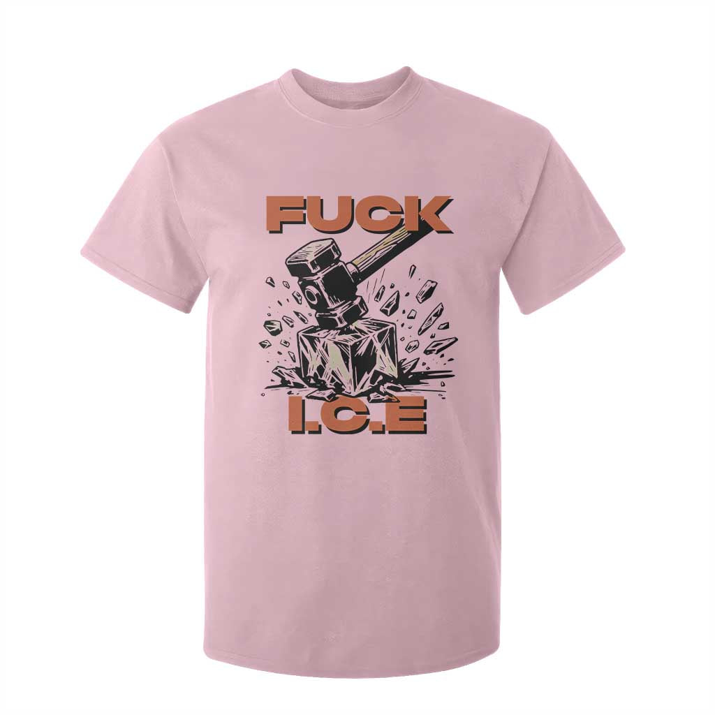 Crush Ice Protest Graphic T Shirt For Kid Sledgehammer Smash Against Ice Political Resistance TS02 Light Pink Print Your Wear