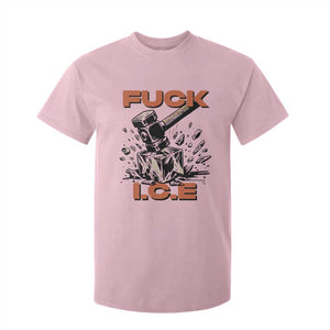 Crush Ice Protest Graphic T Shirt For Kid Sledgehammer Smash Against Ice Political Resistance TS02 Light Pink Print Your Wear