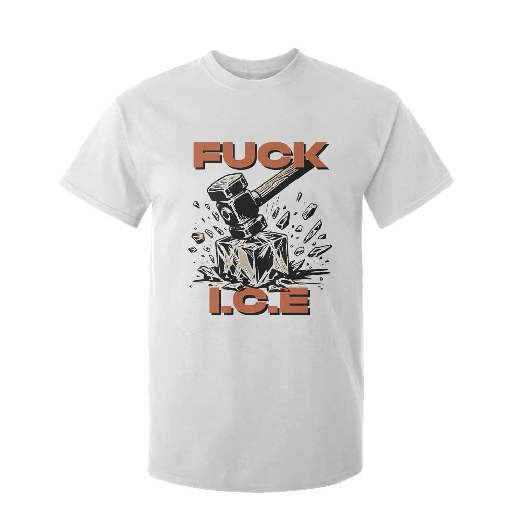 Crush Ice Protest Graphic T Shirt For Kid Sledgehammer Smash Against Ice Political Resistance TS02 White Print Your Wear