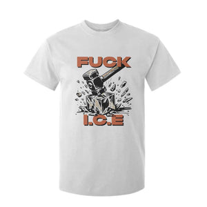 Crush Ice Protest Graphic T Shirt For Kid Sledgehammer Smash Against Ice Political Resistance TS02 White Print Your Wear