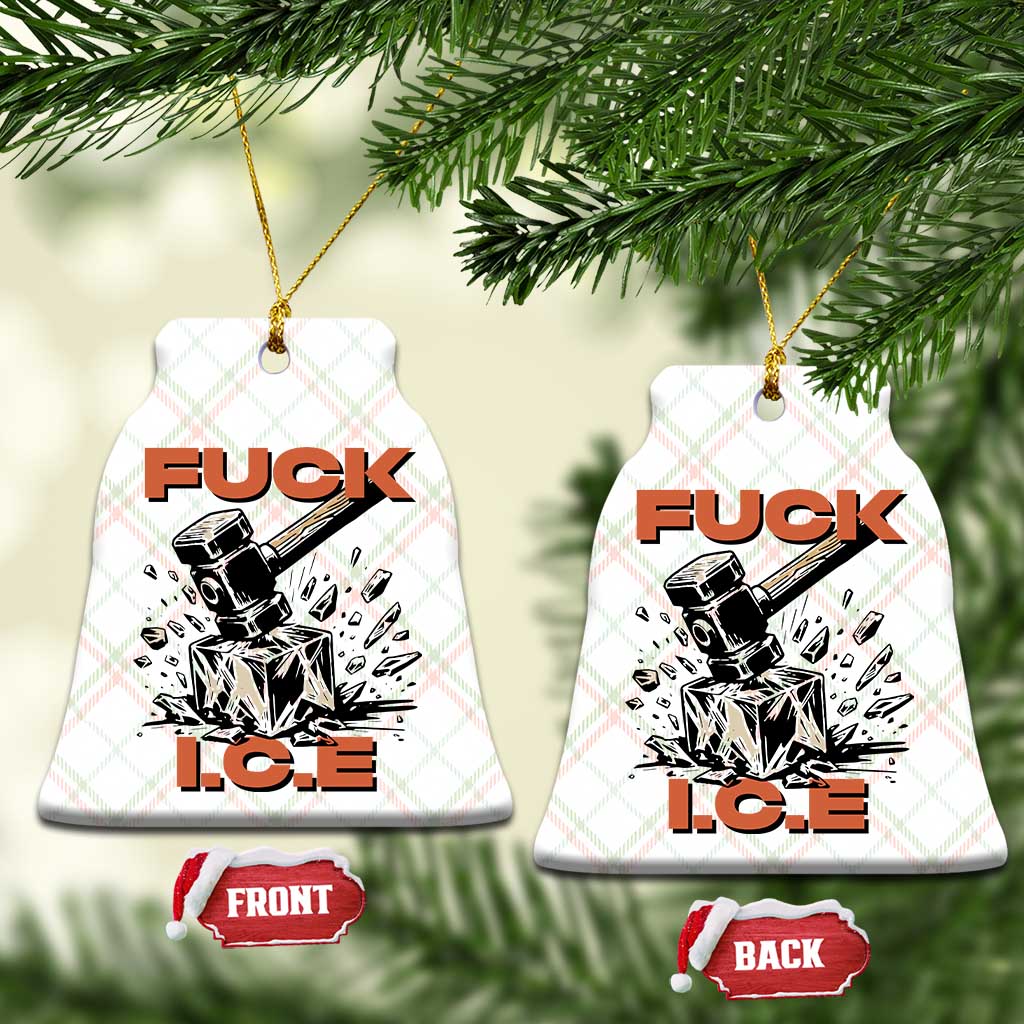 Crush Ice Protest Graphic Ceramic Ornament Sledgehammer Smash Against Ice Political Resistance TS02 Print Your Wear