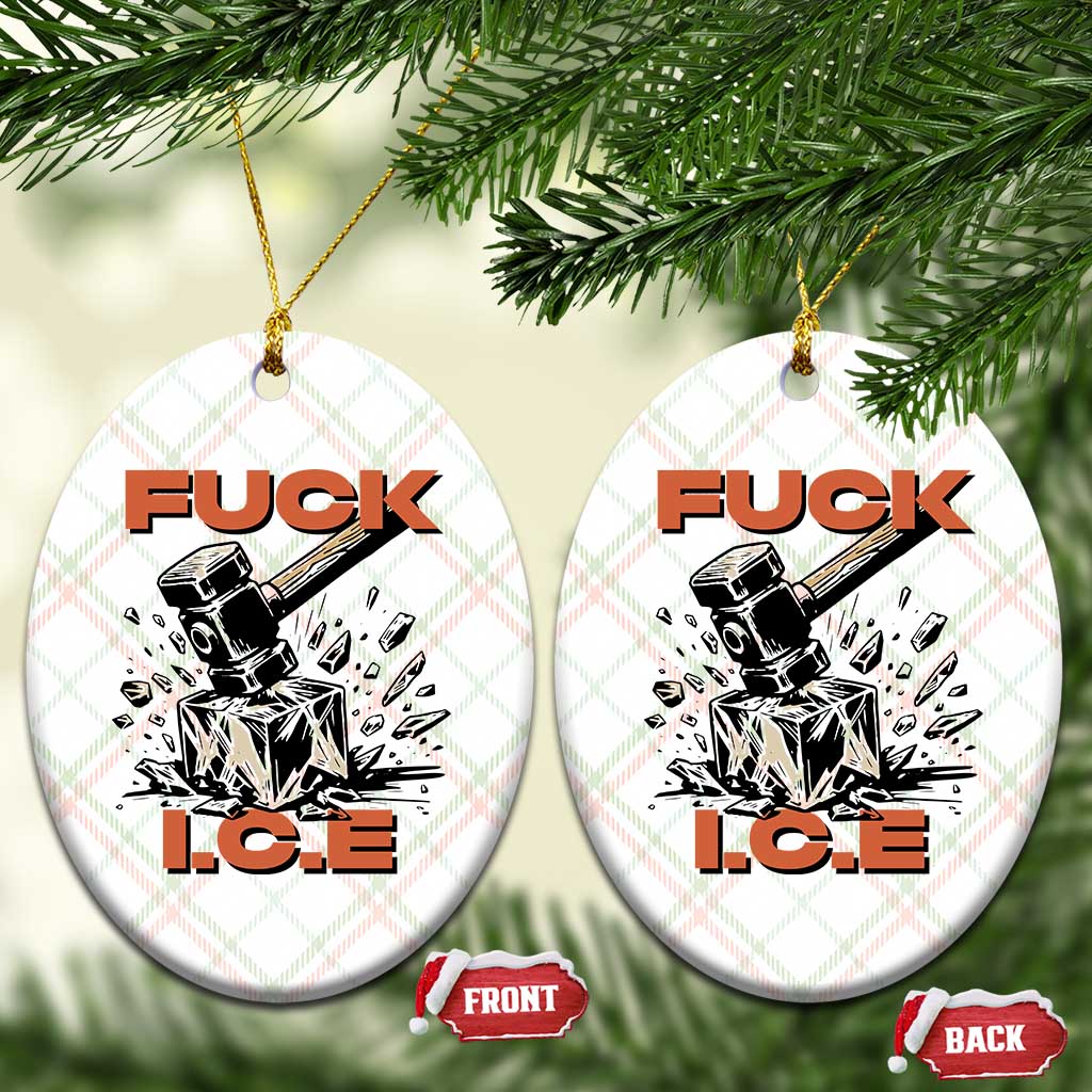 Crush Ice Protest Graphic Ceramic Ornament Sledgehammer Smash Against Ice Political Resistance TS02 Print Your Wear