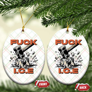 Crush Ice Protest Graphic Ceramic Ornament Sledgehammer Smash Against Ice Political Resistance TS02 Print Your Wear