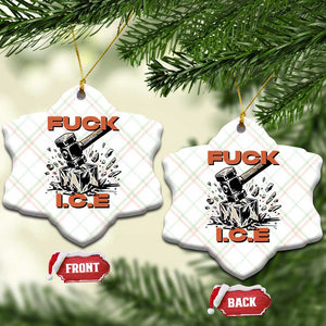 Crush Ice Protest Graphic Ceramic Ornament Sledgehammer Smash Against Ice Political Resistance TS02 Print Your Wear