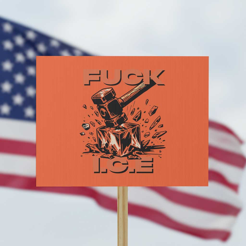 Crush Ice Protest Graphic Protest Sign Sledgehammer Smash Against Ice Political Resistance TS02 Horizontal 18