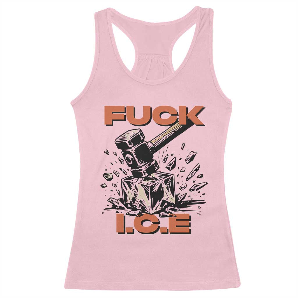 Crush Ice Protest Graphic Racerback Tank Top Sledgehammer Smash Against Ice Political Resistance TS02 Light Pink Print Your Wear