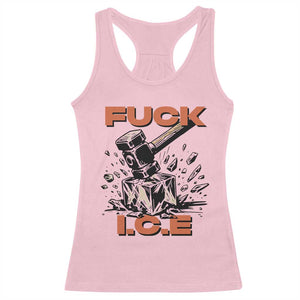 Crush Ice Protest Graphic Racerback Tank Top Sledgehammer Smash Against Ice Political Resistance TS02 Light Pink Print Your Wear