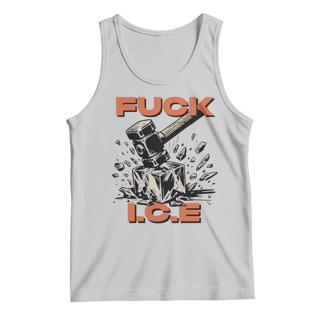 Crush Ice Protest Graphic Tank Top Sledgehammer Smash Against Ice Political Resistance TS02 Ash Print Your Wear