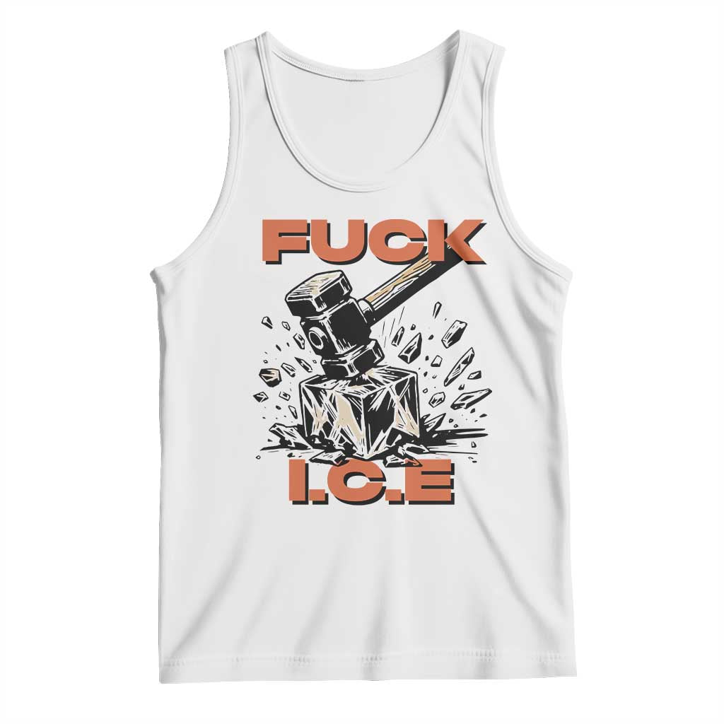 Crush Ice Protest Graphic Tank Top Sledgehammer Smash Against Ice Political Resistance TS02 White Print Your Wear