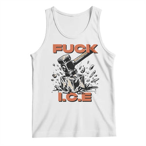 Crush Ice Protest Graphic Tank Top Sledgehammer Smash Against Ice Political Resistance TS02 White Print Your Wear