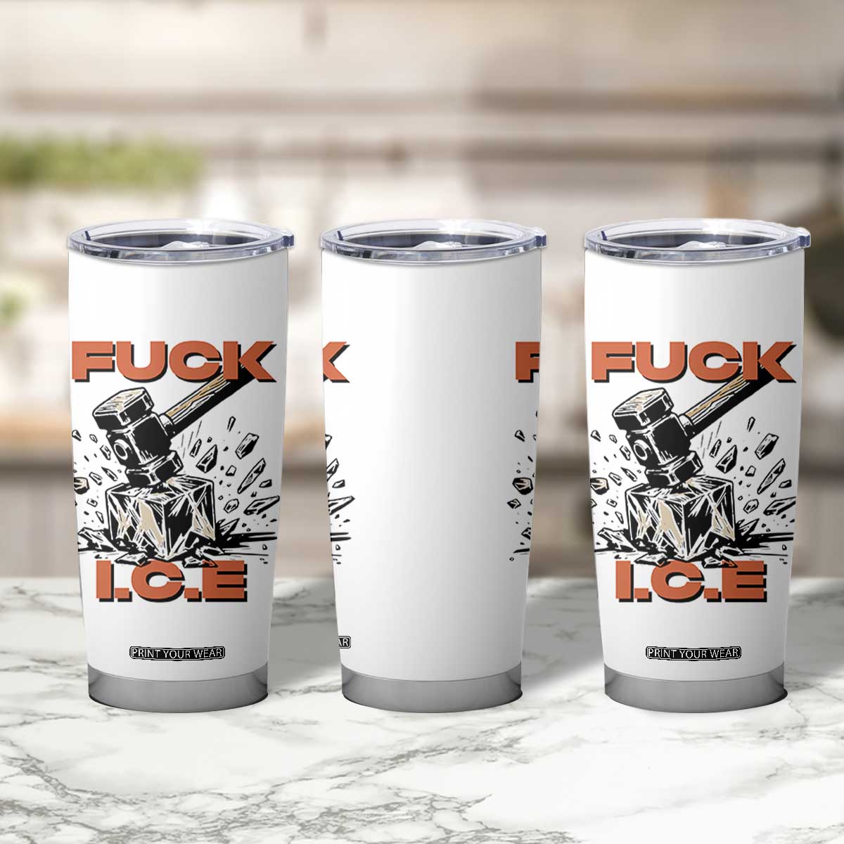 Crush Ice Protest Graphic Tumbler Cup Sledgehammer Smash Against Ice Political Resistance TS02 Print Your Wear