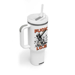 Crush Ice Protest Graphic Tumbler With Handle Sledgehammer Smash Against Ice Political Resistance TS02 Print Your Wear