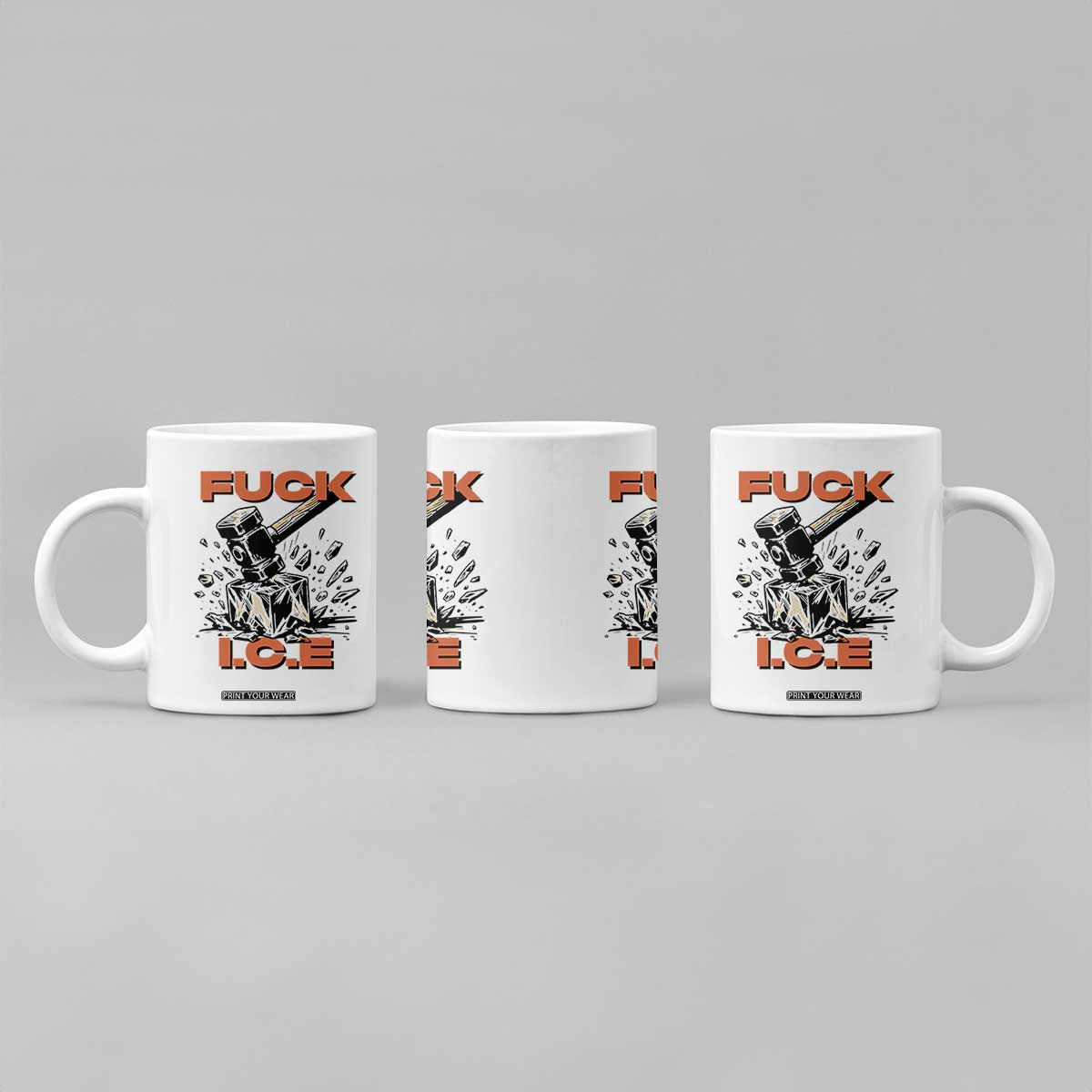 Crush Ice Protest Graphic Coffee Mug Sledgehammer Smash Against Ice Political Resistance TS02 Print Your Wear