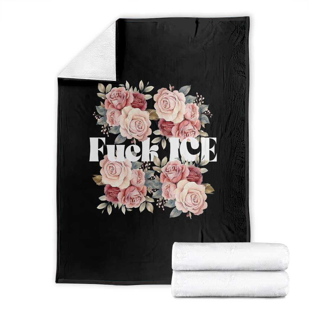 Floral Protest Against Ice Throw Blanket Justice and Freedom Political Resistance TS02 Black Print Your Wear