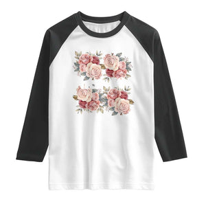 Floral Protest Against Ice Raglan Shirt Justice and Freedom Political Resistance TS02 White Black Print Your Wear