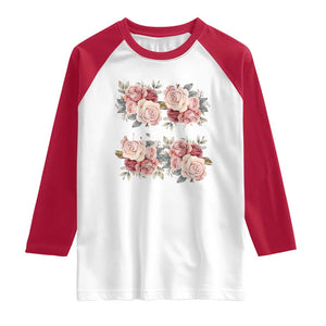 Floral Protest Against Ice Raglan Shirt Justice and Freedom Political Resistance TS02 White Red Print Your Wear