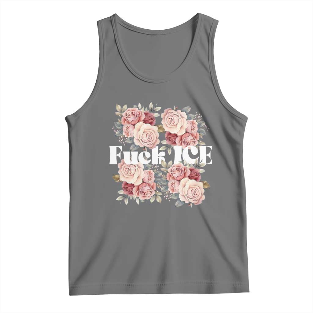 Floral Protest Against Ice Tank Top Justice and Freedom Political Resistance TS02 Black Heather Print Your Wear
