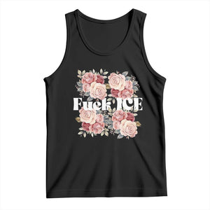 Floral Protest Against Ice Tank Top Justice and Freedom Political Resistance TS02 Black Print Your Wear