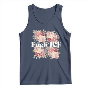 Floral Protest Against Ice Tank Top Justice and Freedom Political Resistance TS02 Navy Print Your Wear