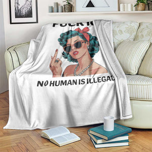 F Ice No Human Is Illegal Throw Blanket Feminist Pop Art Against Ice Protest Resistance TS02 Print Your Wear