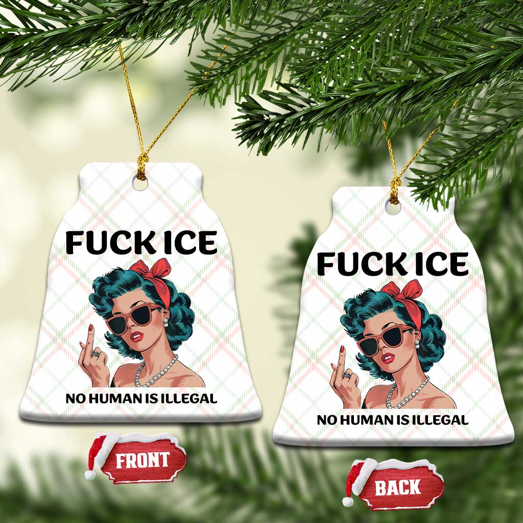F Ice No Human Is Illegal Ceramic Ornament Feminist Pop Art Against Ice Protest Resistance TS02 Print Your Wear