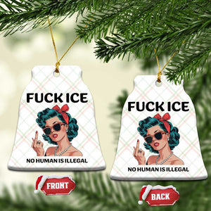 F Ice No Human Is Illegal Ceramic Ornament Feminist Pop Art Against Ice Protest Resistance TS02 Print Your Wear