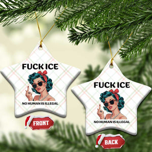 F Ice No Human Is Illegal Ceramic Ornament Feminist Pop Art Against Ice Protest Resistance TS02 Print Your Wear