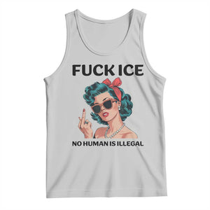 F Ice No Human Is Illegal Tank Top Feminist Pop Art Against Ice Protest Resistance TS02 Ash Print Your Wear