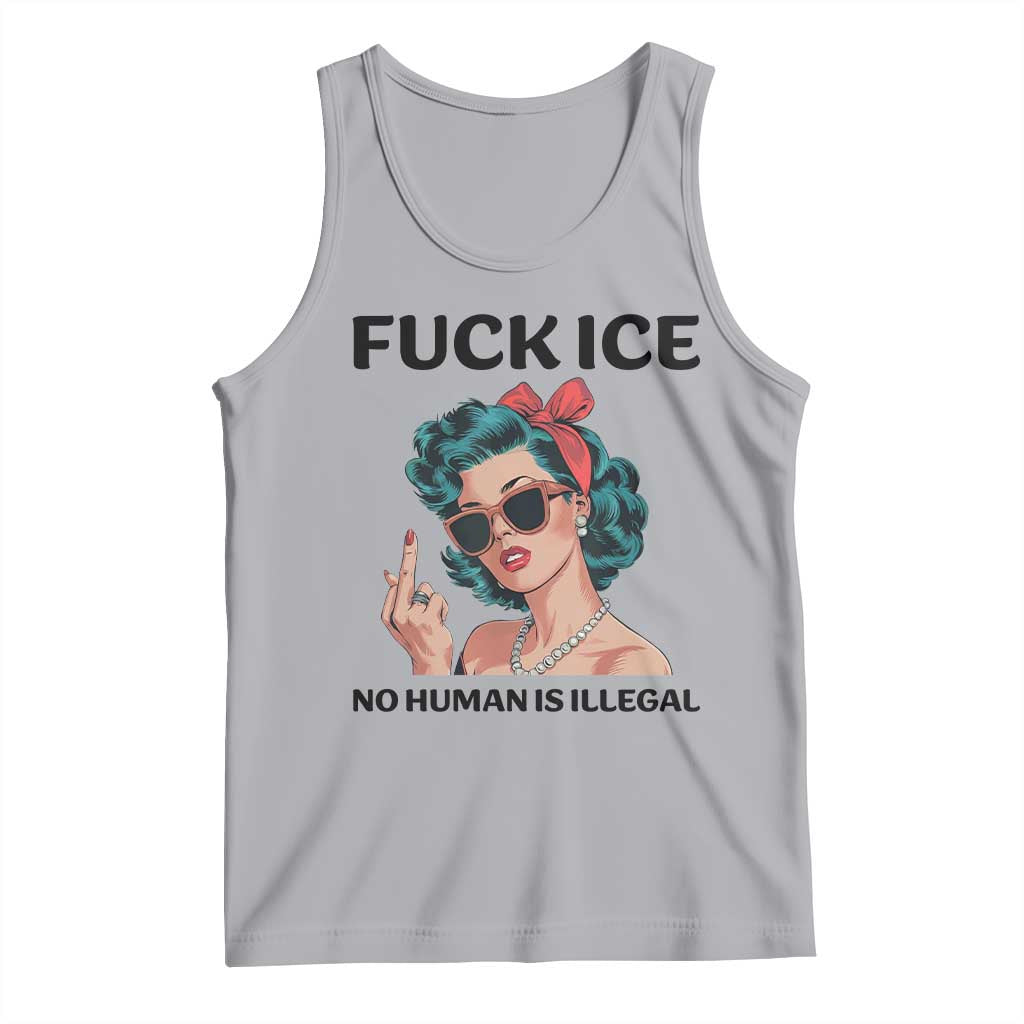 F Ice No Human Is Illegal Tank Top Feminist Pop Art Against Ice Protest Resistance TS02 Athletic Heather Print Your Wear