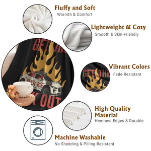 Ice Get the F Out Burning Car Graphic Throw Blanket Against Ice Protest Resistance TS02 Print Your Wear