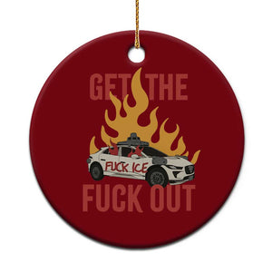 Ice Get the F Out Burning Car Graphic Ceramic Ornament Against Ice Protest Resistance TS02 1pc Red Print Your Wear
