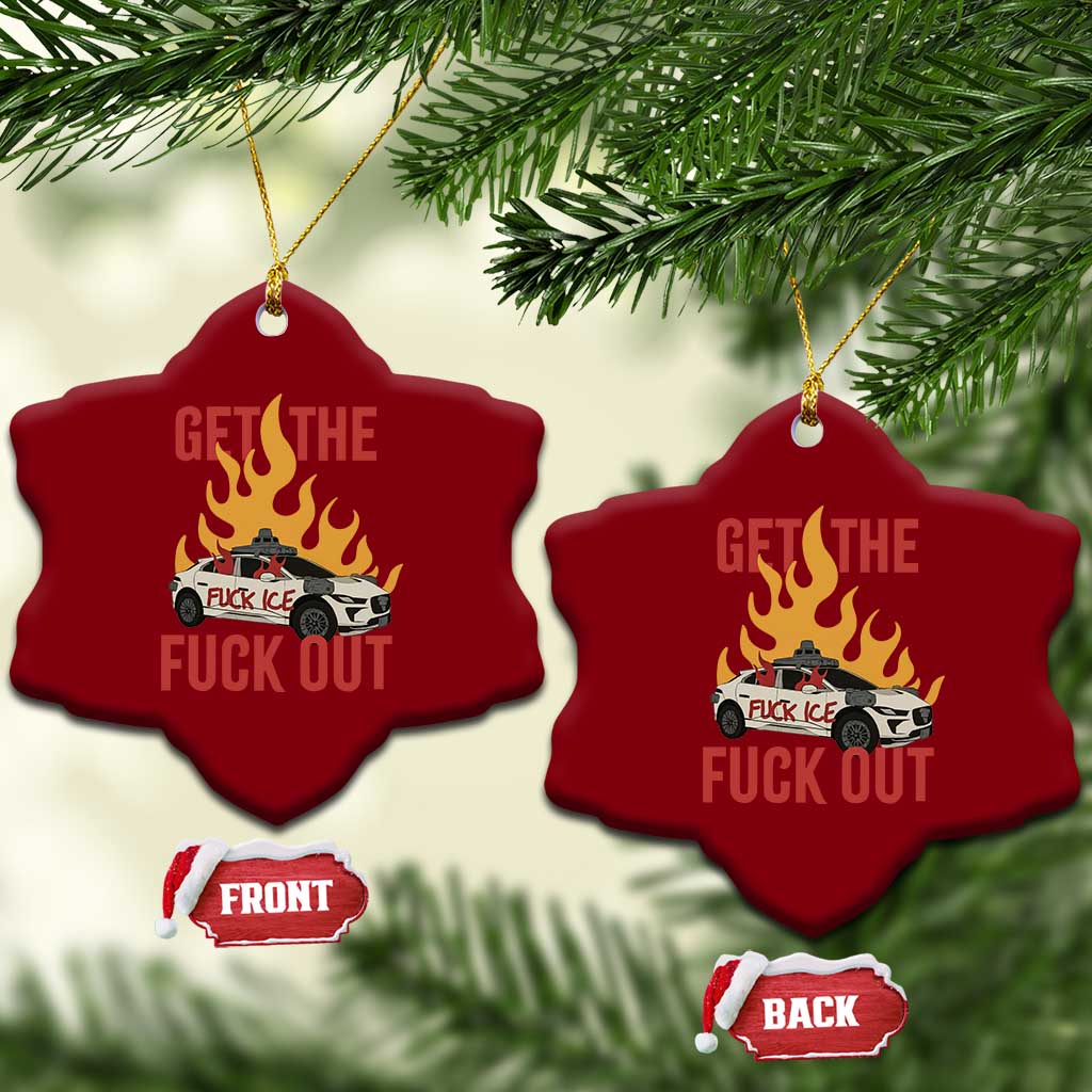 Ice Get the F Out Burning Car Graphic Ceramic Ornament Against Ice Protest Resistance TS02 Print Your Wear