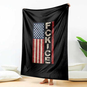 F Ice Retro Distressed American Flag Throw Blanket Patriotic Against Ice Justice Protest Resistance TS02 Print Your Wear