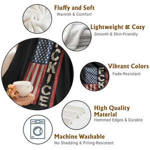 F Ice Retro Distressed American Flag Throw Blanket Patriotic Against Ice Justice Protest Resistance TS02 Print Your Wear