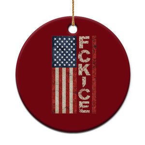 F Ice Retro Distressed American Flag Ceramic Ornament Patriotic Against Ice Justice Protest Resistance TS02 1pc Red Print Your Wear