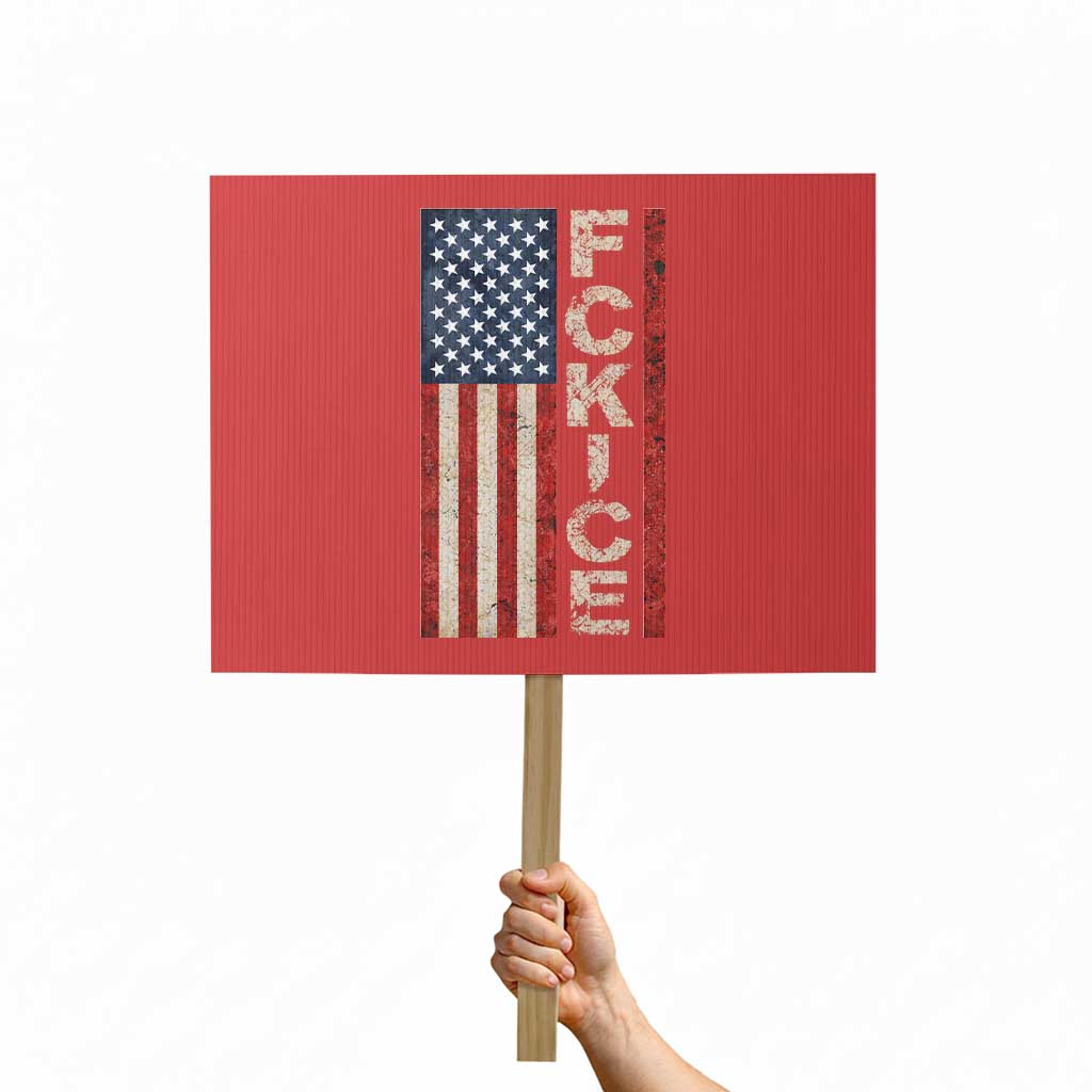 F Ice Retro Distressed American Flag Protest Sign Patriotic Against Ice Justice Protest Resistance TS02 Horizontal 18